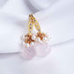 Rose Quartz with Pearl Cluster Hook Earrings