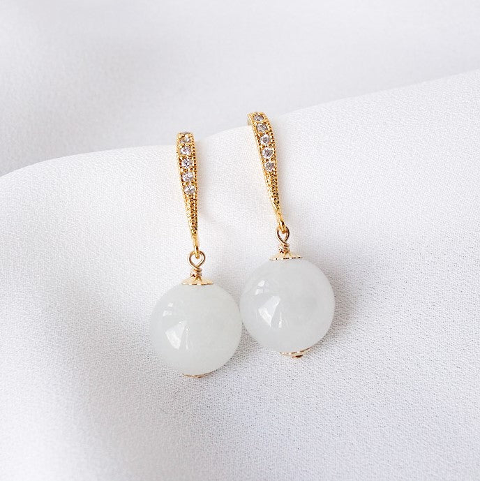 White jade sale earrings