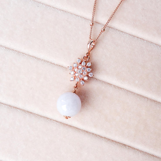 Lavender Jade with Snow Pendant Necklace