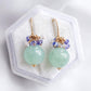 Green Jade Hook Earrings - Tanzanite