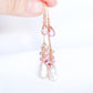 Baroque Pearl, Pink Topaz and Tourmaline Dangling Earrings