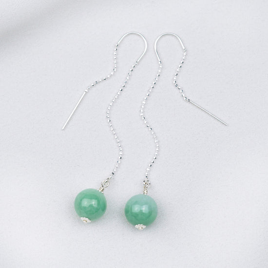 Green Jade U Hook Sparkly Ear Threader