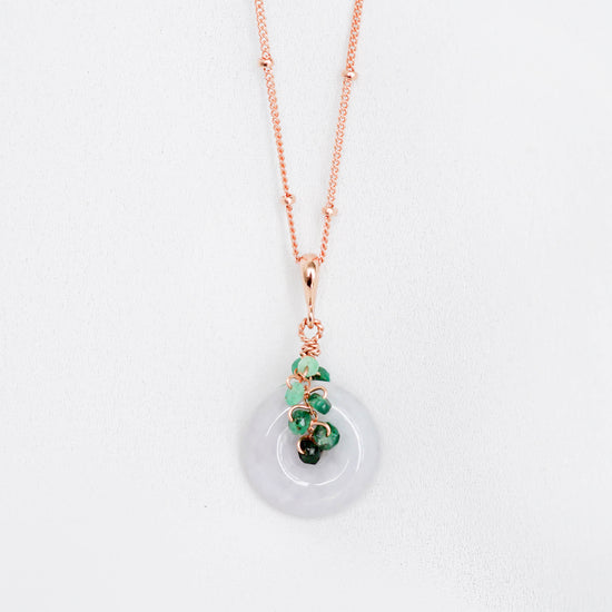 Lavender Jade with Emerald Vine Necklace - VLJV4