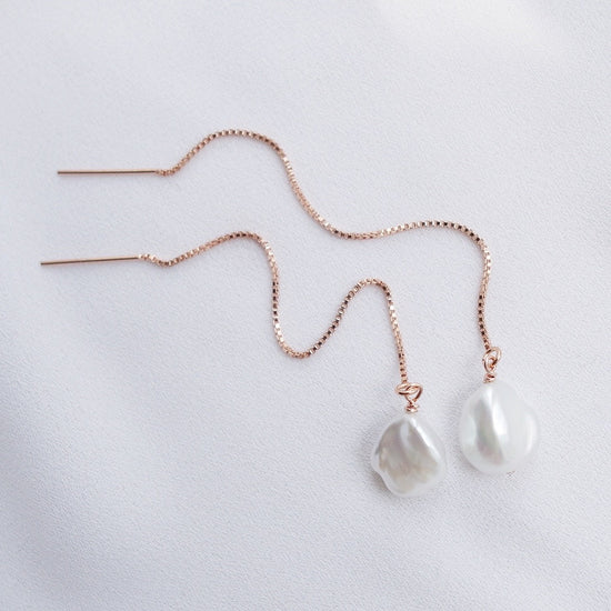 Baroque Pearl Ear Threaders