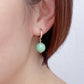 Chic Ear Hoops with Green Jade Beads